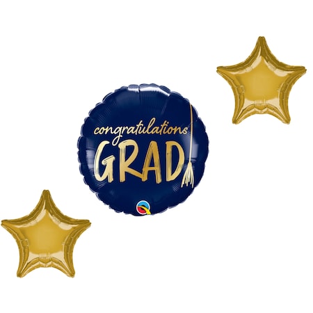 Graduation Grad Theme Balloon Set, Standard Grad Congratulations Tassel Balloon, Star Foil